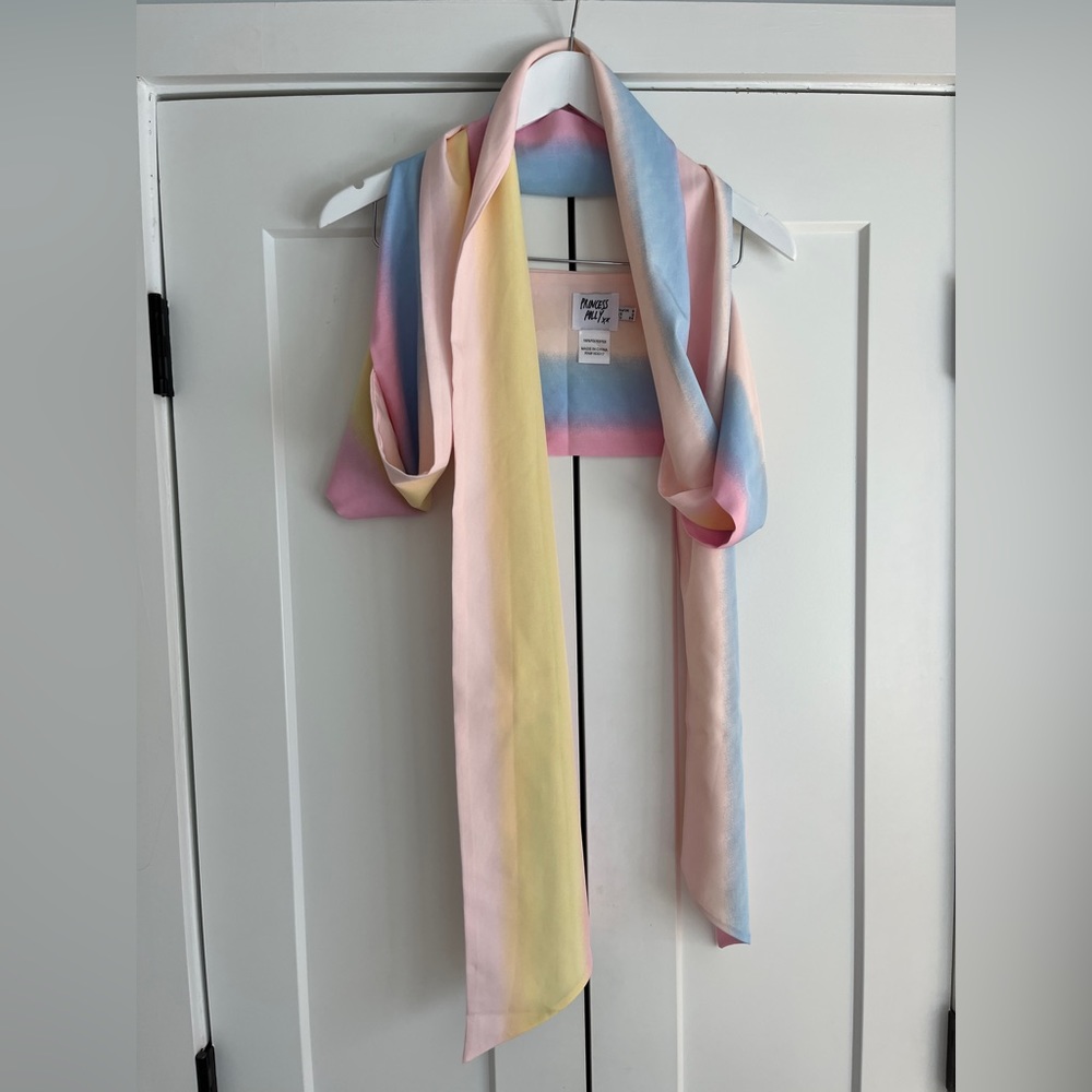 Princess Polly multicolor (pink, blue and yellow) wrap top. Size small